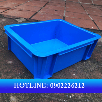 Thùng nhựa đặc b7. màu xanh dương, kích thước: 370x280x125 mm