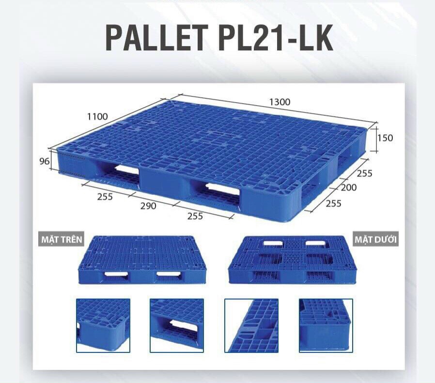 Pallet nhựa PL21LK- kt: 1300x1100x150 mm
