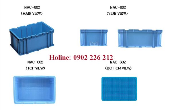 mẫu thùng nhựa 600x400x240 mm